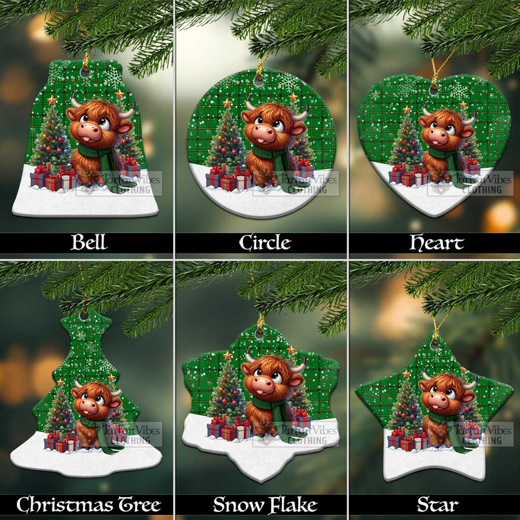 Tartan Vibes Clothing Don Tartan Christmas Ceramic Ornament with Adorable Highland Coo