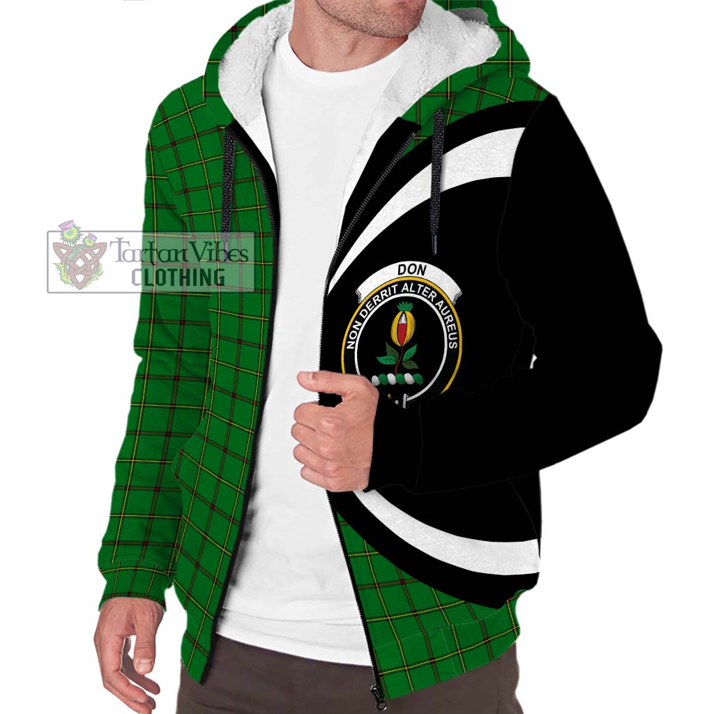 Don Tartan Sherpa Hoodie with Family Crest Circle Style Unisex S - Tartan Vibes Clothing