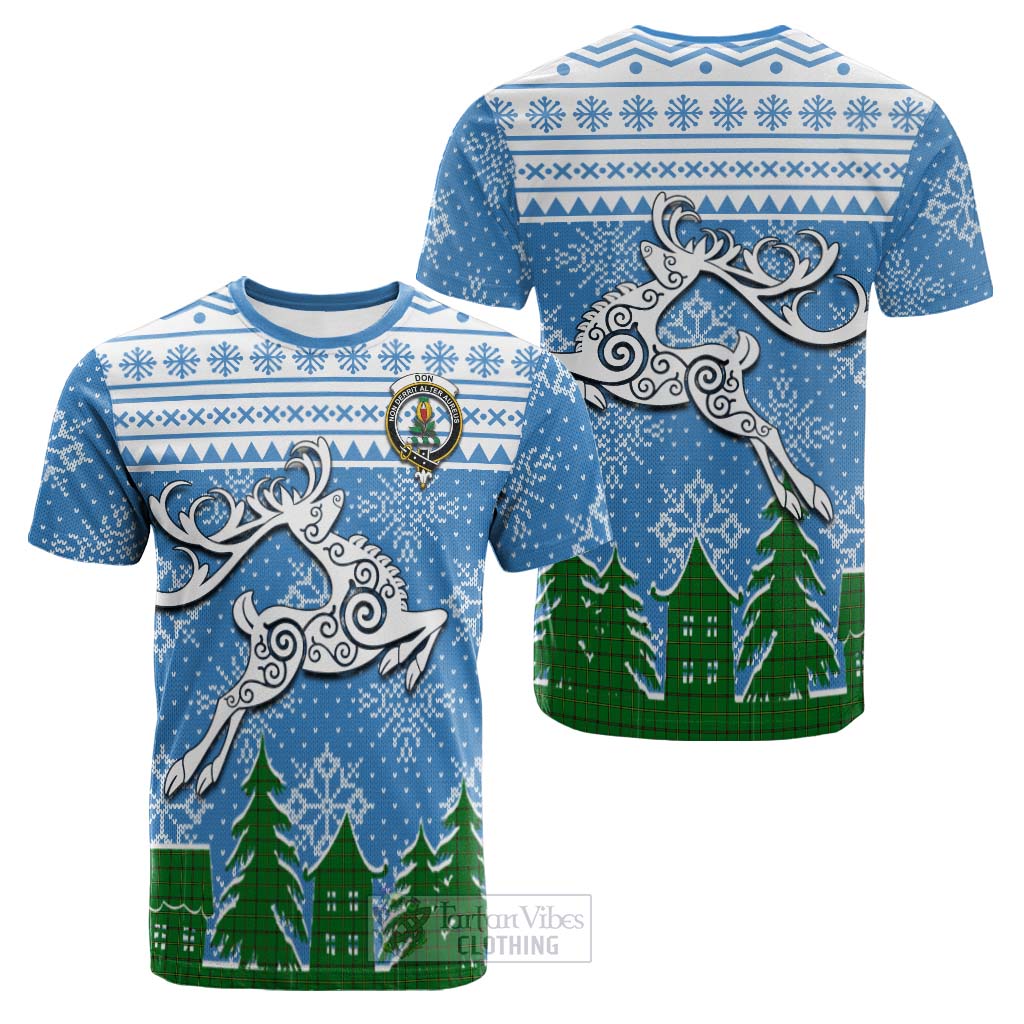 Tartan Vibes Clothing Don Clan Christmas Cotton T-shirt Celtic Reindeer Style