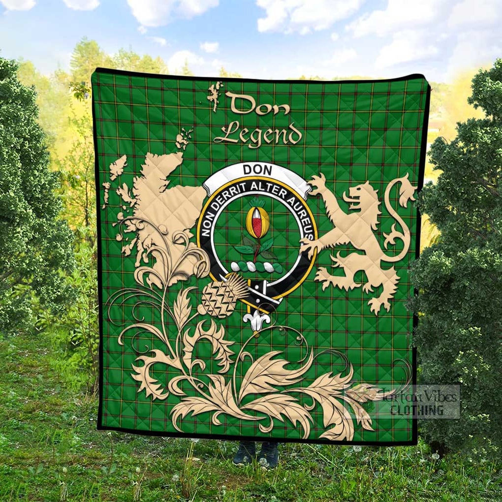 Tartan Vibes Clothing Don Tartan Quilt with Family Crest and Scottish Symbol Style