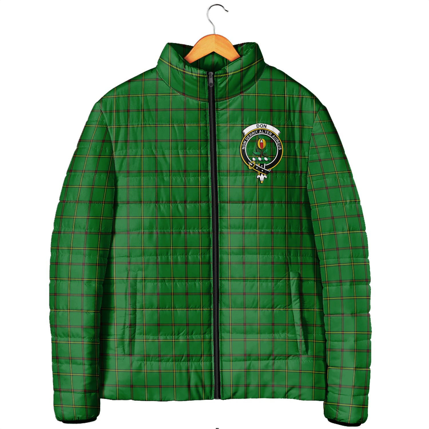 Don Tartan Padded Jacket with Family Crest Men's Padded Jacket - Tartan Vibes Clothing