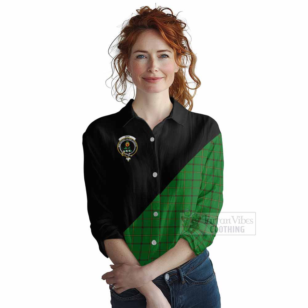 Tartan Vibes Clothing Don Tartan Women's Casual Shirt with Family Crest and Military Logo Style