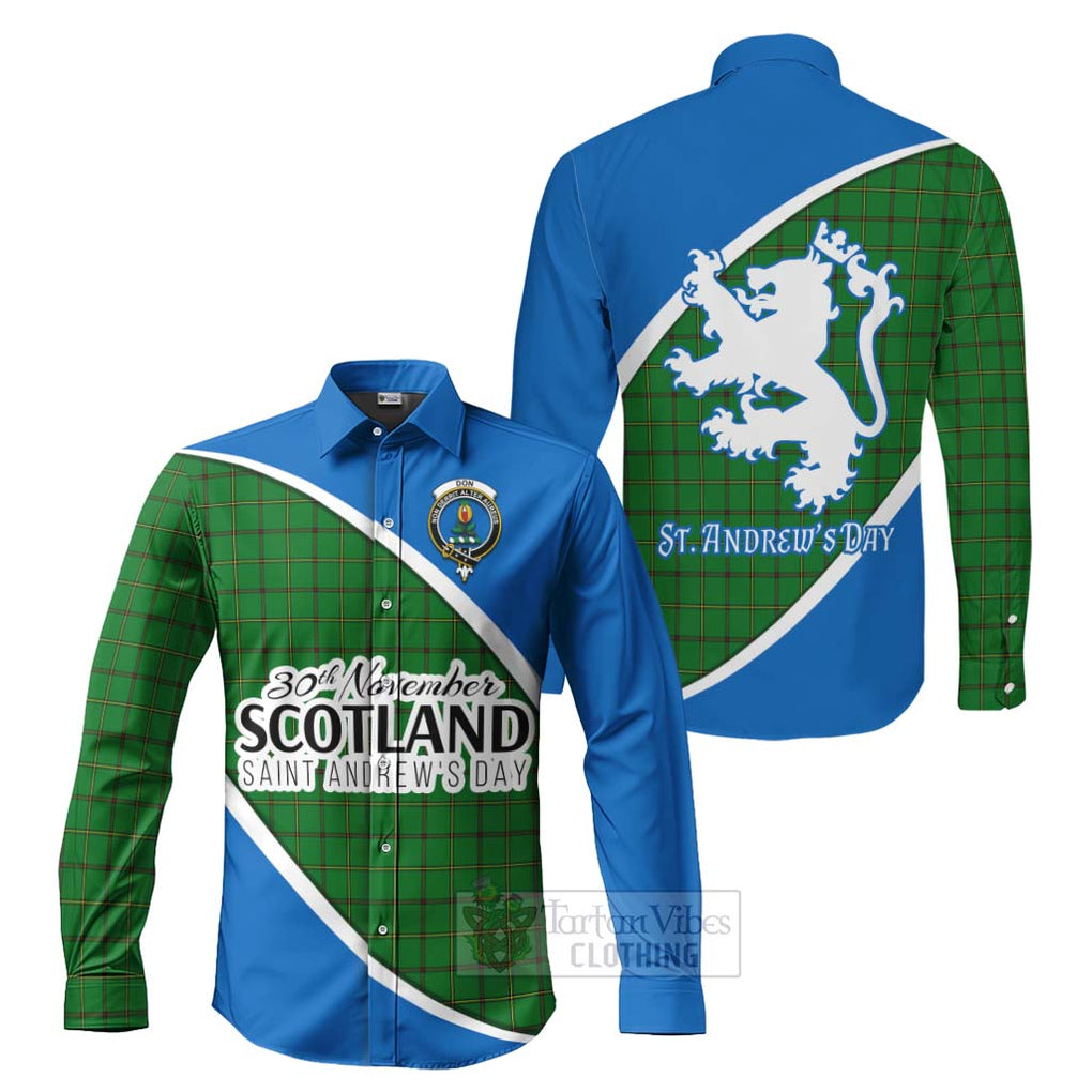 Tartan Vibes Clothing Don Family Crest Tartan Long Sleeve Button Shirt Celebrate Saint Andrew's Day in Style