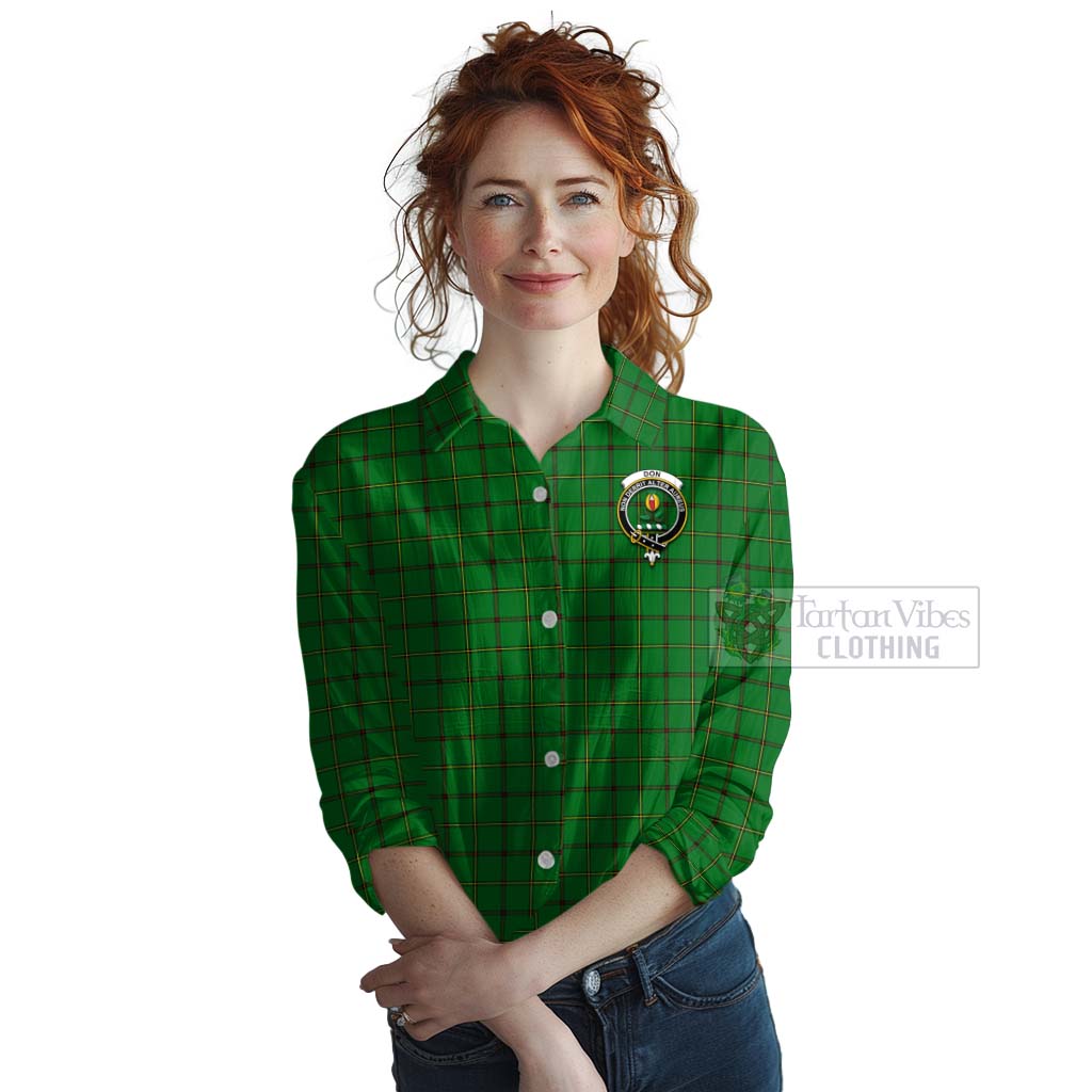 Tartan Vibes Clothing Don Tartan Women's Casual Shirt with Family Crest Celtic Skull Style