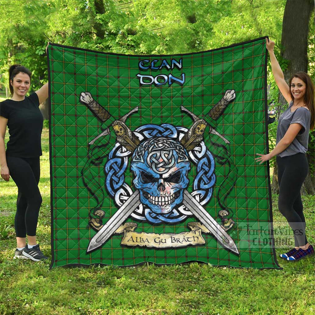 Tartan Vibes Clothing Don Tartan Quilt with Celtic Skull Alba Gu Brath Style