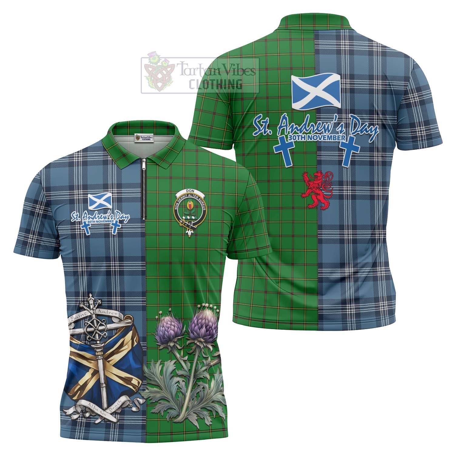 Tartan Vibes Clothing Don Tartan Zipper Polo Shirt Happy St. Andrew's Day Half Tartan Style