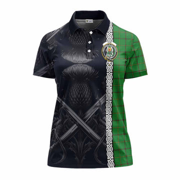 Don Tartan Women's Polo Shirt with Family Crest Cross Sword Thistle Celtic Vibes