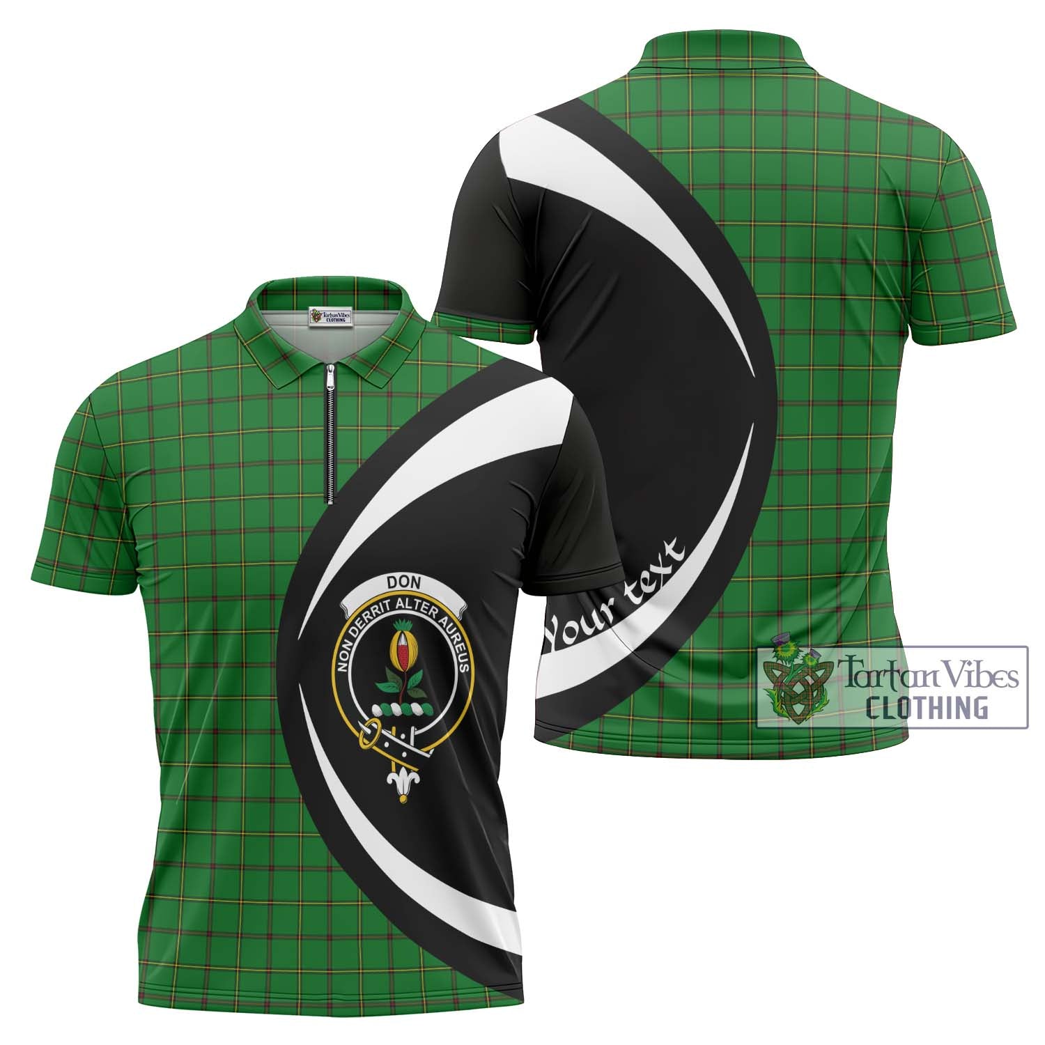 Tartan Vibes Clothing Don Tartan Zipper Polo Shirt with Family Crest Circle Style