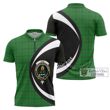 Don Tartan Zipper Polo Shirt with Family Crest Circle Style