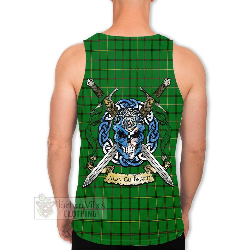 Tartan Vibes Clothing Don Tartan Men's Tank Top with Family Crest Celtic Skull Style