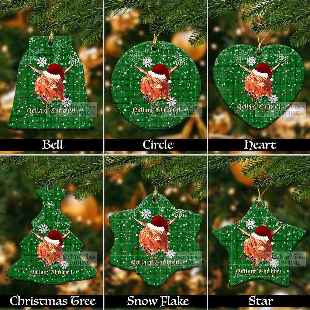 Tartan Vibes Clothing Don Clan Tartan Ornament with Christmas Twinkle Highland Cattle