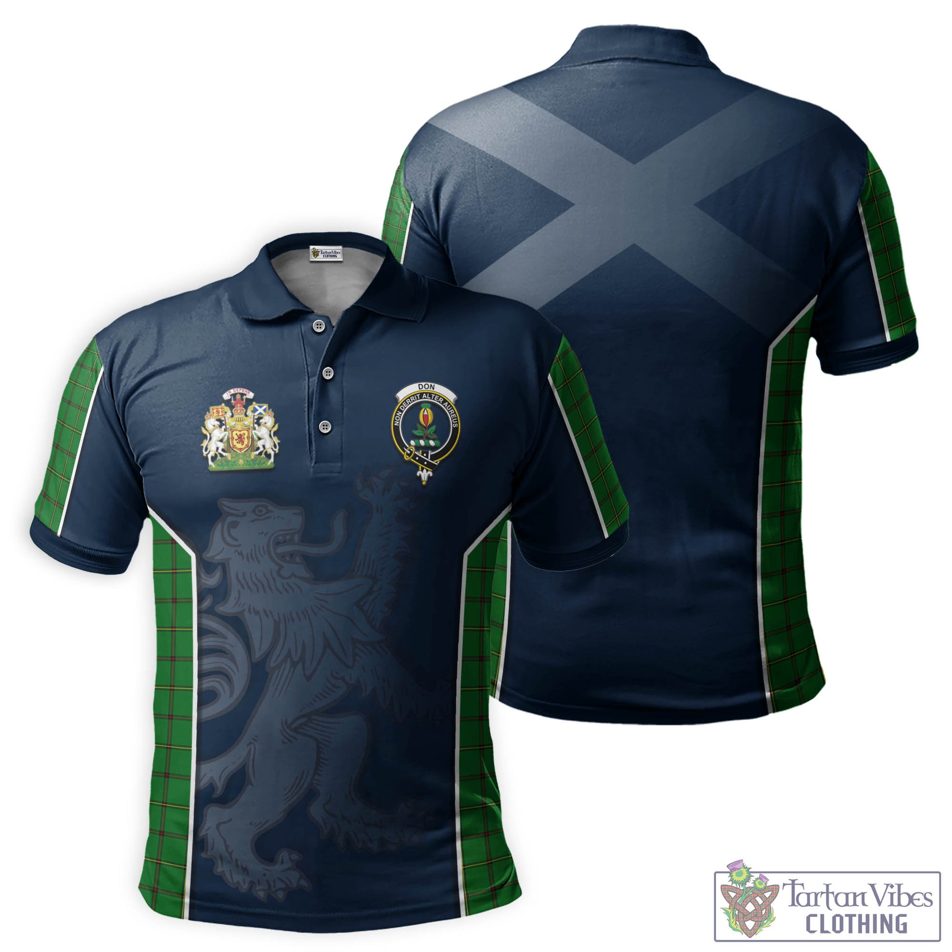 Tartan Vibes Clothing Don Tartan Men's Polo Shirt with Family Crest and Lion Rampant Vibes Sport Style