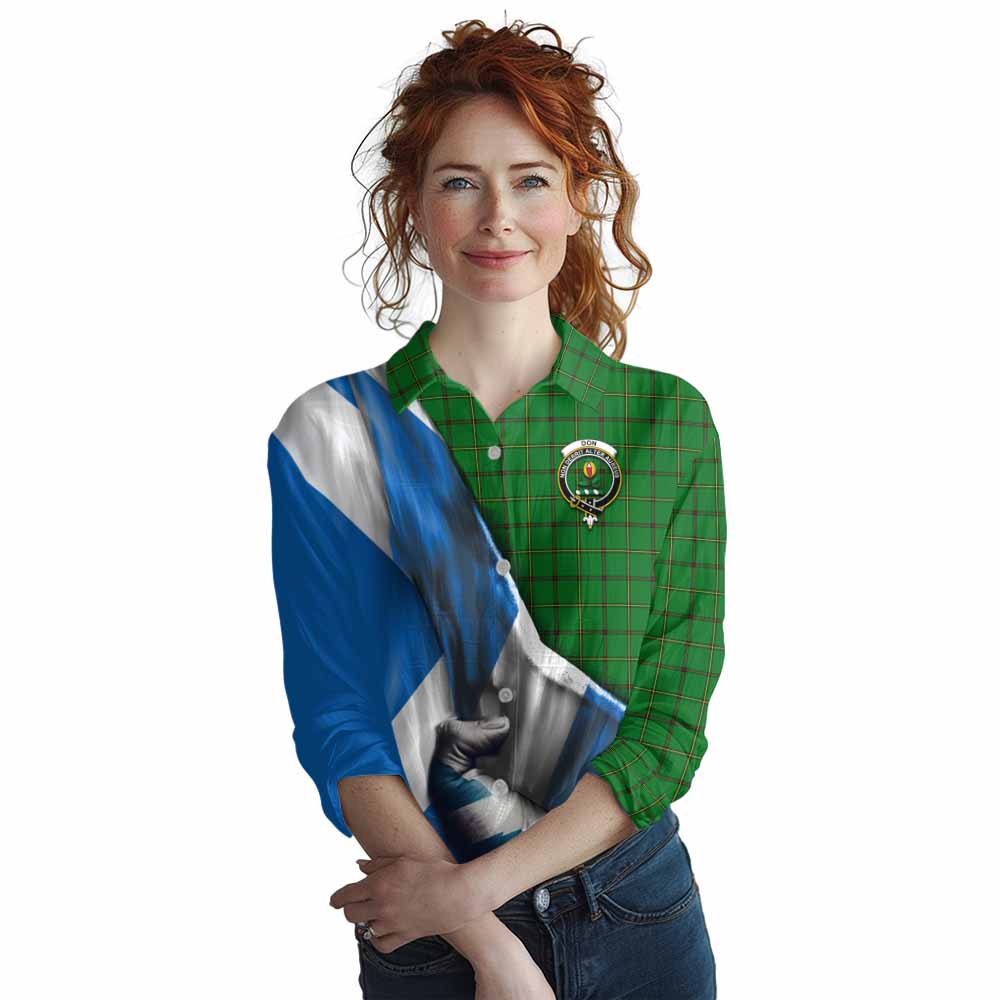 Tartan Vibes Clothing Don Tartan Women's Casual Shirt with Family Crest Scotland Patriotic Style