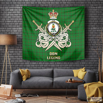 Don Tartan Tapestry with Clan Crest and the Golden Sword of Courageous Legacy