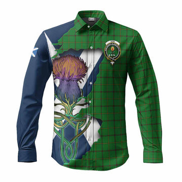 Don Tartan Family Crest Long Sleeve Button Shirt Scottish Thistle Celtic Inspired Men's Shirt S - Tartan Vibes Clothing