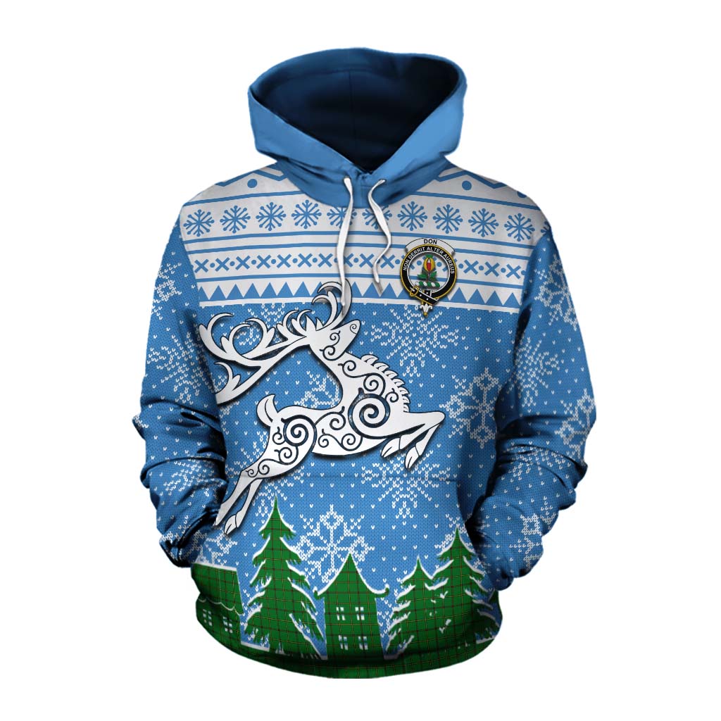 Tartan Vibes Clothing Don Clan Christmas Cotton Hoodie Celtic Reindeer Style