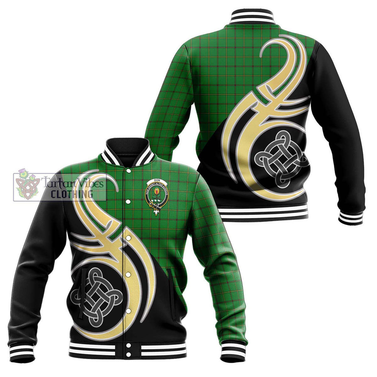 Don Tartan Baseball Jacket with Family Crest and Celtic Symbol Style Unisex - Tartan Vibes Clothing