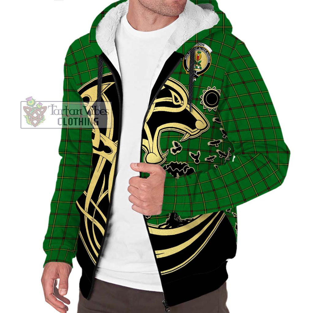 Don Tartan Sherpa Hoodie with Family Crest Celtic Wolf Style Unisex S - Tartan Vibes Clothing