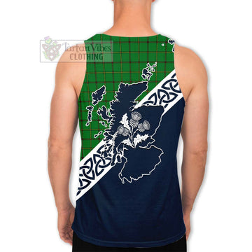 Don Tartan Men's Tank Top Featuring Thistle and Scotland Map