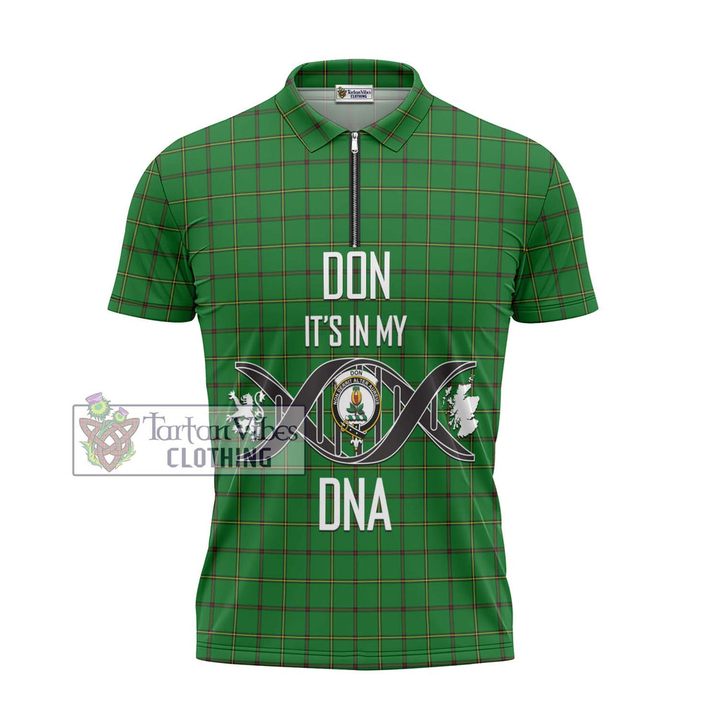 Don Tartan Zipper Polo Shirt with Family Crest DNA In Me Style - Tartanvibesclothing Shop