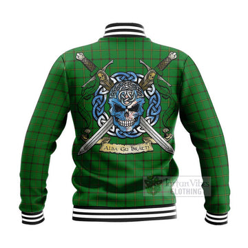 Don Tartan Baseball Jacket with Family Crest Celtic Skull Style - Tartan Vibes Clothing