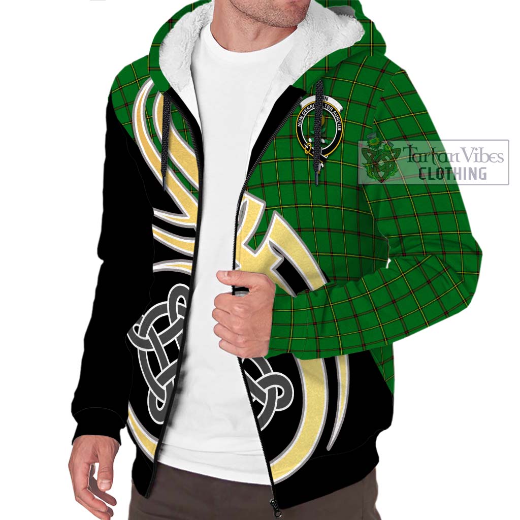 Don Tartan Sherpa Hoodie with Family Crest and Celtic Symbol Style - Tartan Vibes Clothing