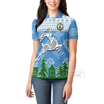 Don Clan Christmas Women's Polo Shirt Celtic Reindeer Style