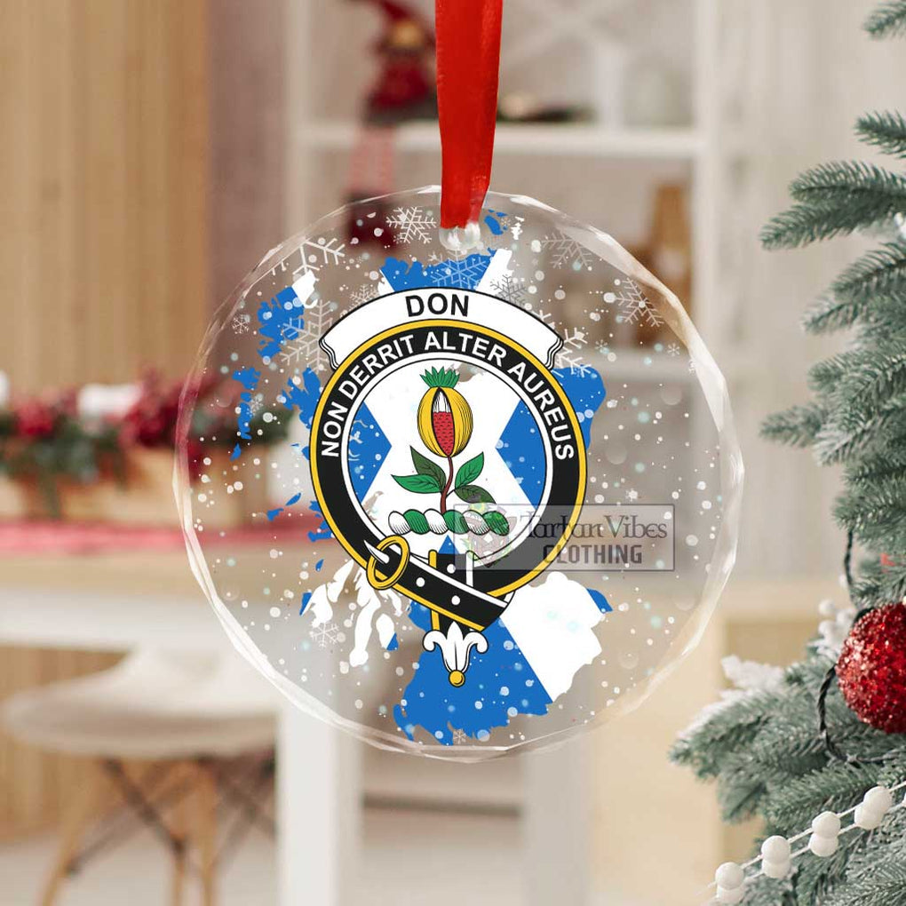Don Clan Crest Christmas Glass Ornament with Scotland Map - 2D-tartanvibesclothing
