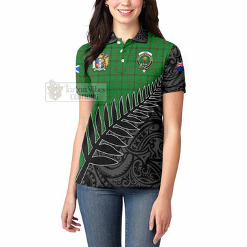 Don Crest Tartan Women's Polo Shirt with New Zealand Silver Fern Half Style