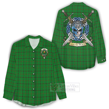 Don Tartan Women's Casual Shirt with Family Crest Celtic Skull Style