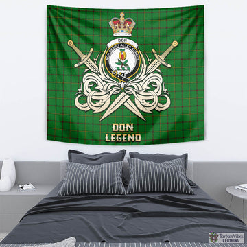 Don Tartan Tapestry with Clan Crest and the Golden Sword of Courageous Legacy