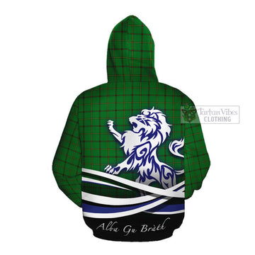 Don Tartan Cotton Hoodie with Alba Gu Brath Regal Lion Emblem Pullover Hoodie - Tartan Vibes Clothing