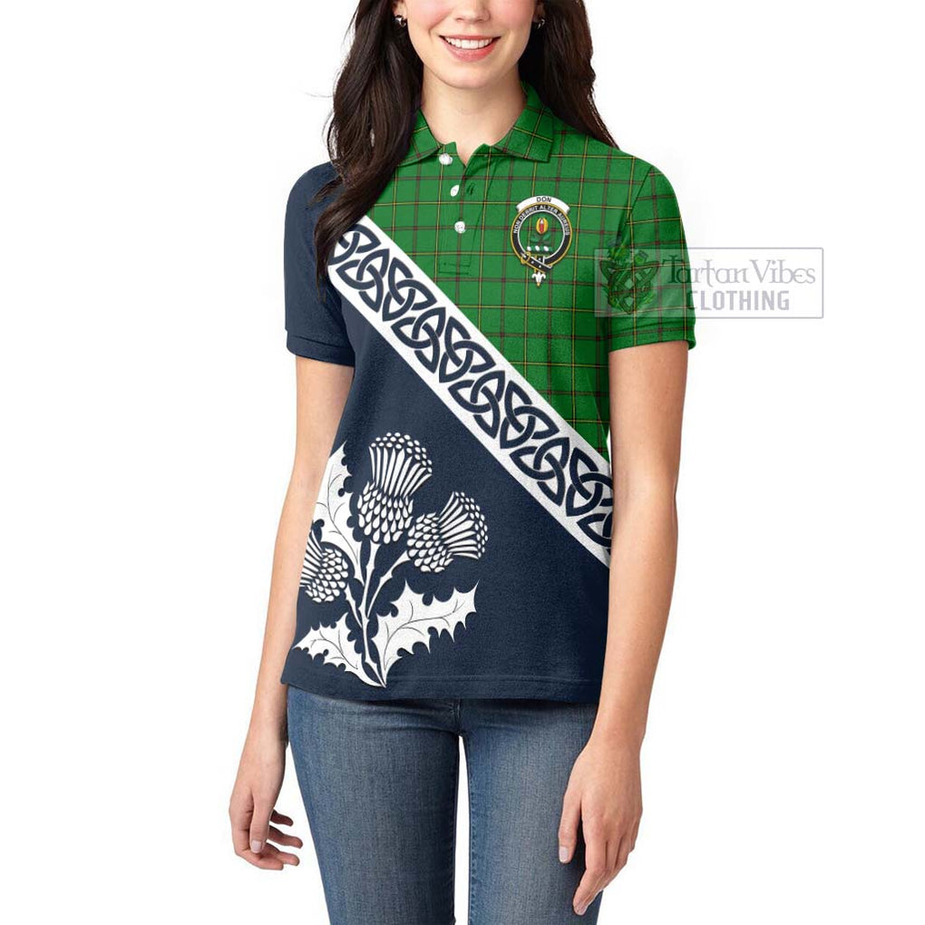 Tartan Vibes Clothing Don Tartan Women's Polo Shirt Featuring Thistle and Scotland Map