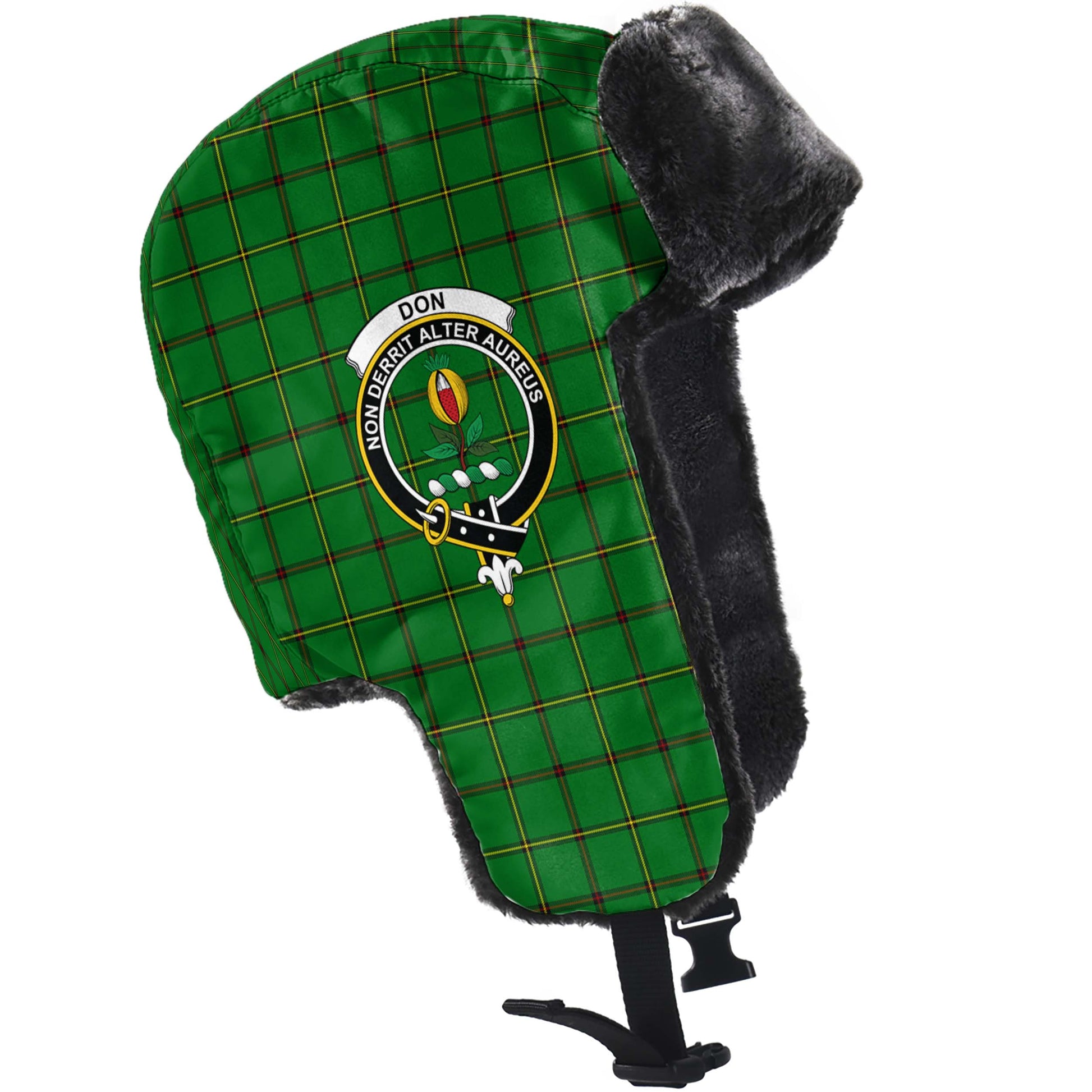 Don Tartan Winter Trapper Hat with Family Crest - Tartanvibesclothing