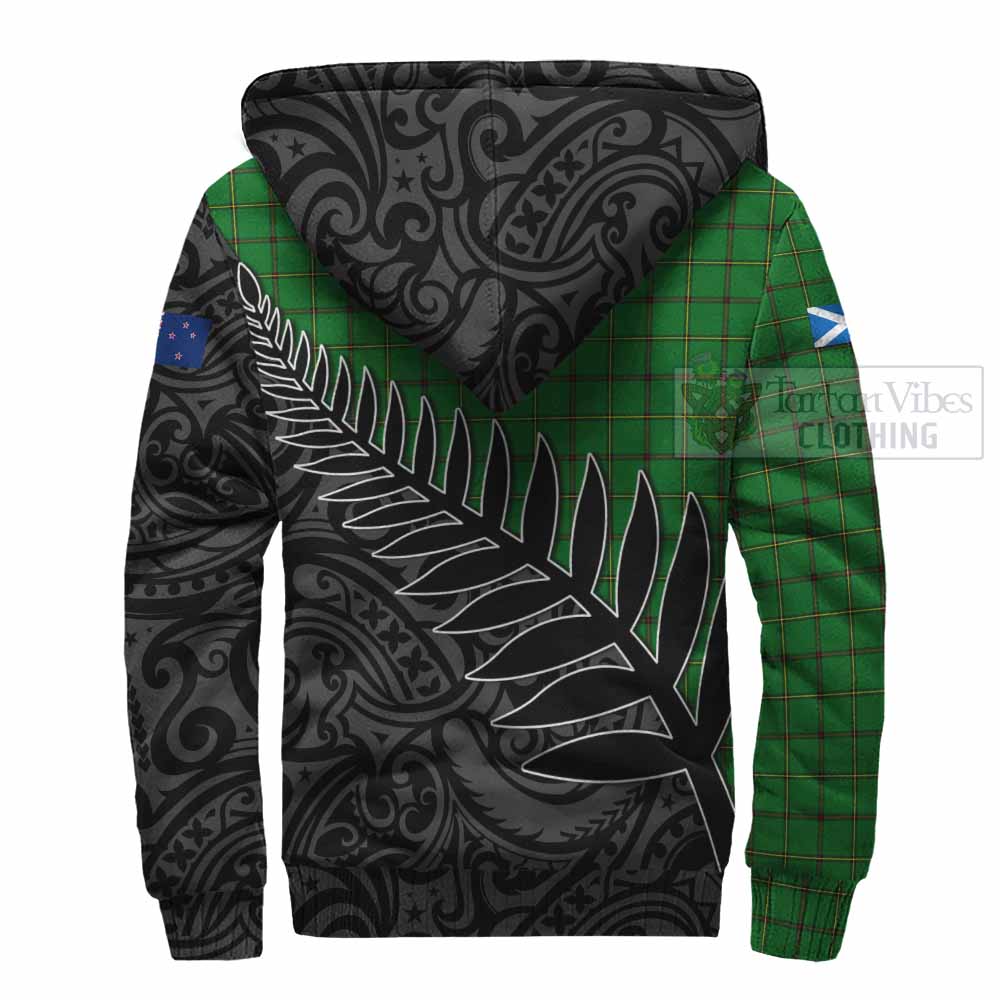 Tartan Vibes Clothing Don Crest Tartan Sherpa Hoodie with New Zealand Silver Fern Half Style