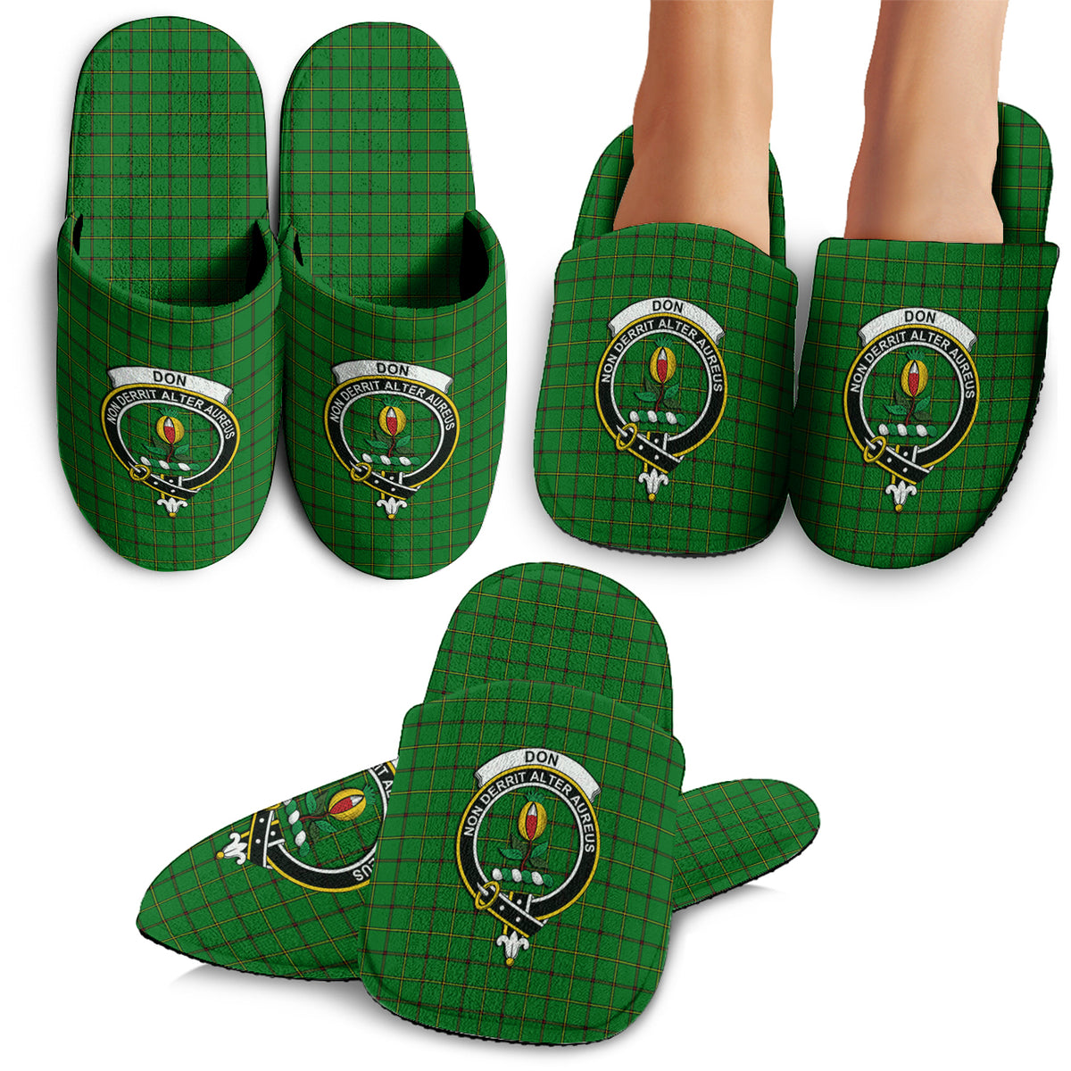 Don Tartan Home Slippers with Family Crest - Tartan Vibes Clothing
