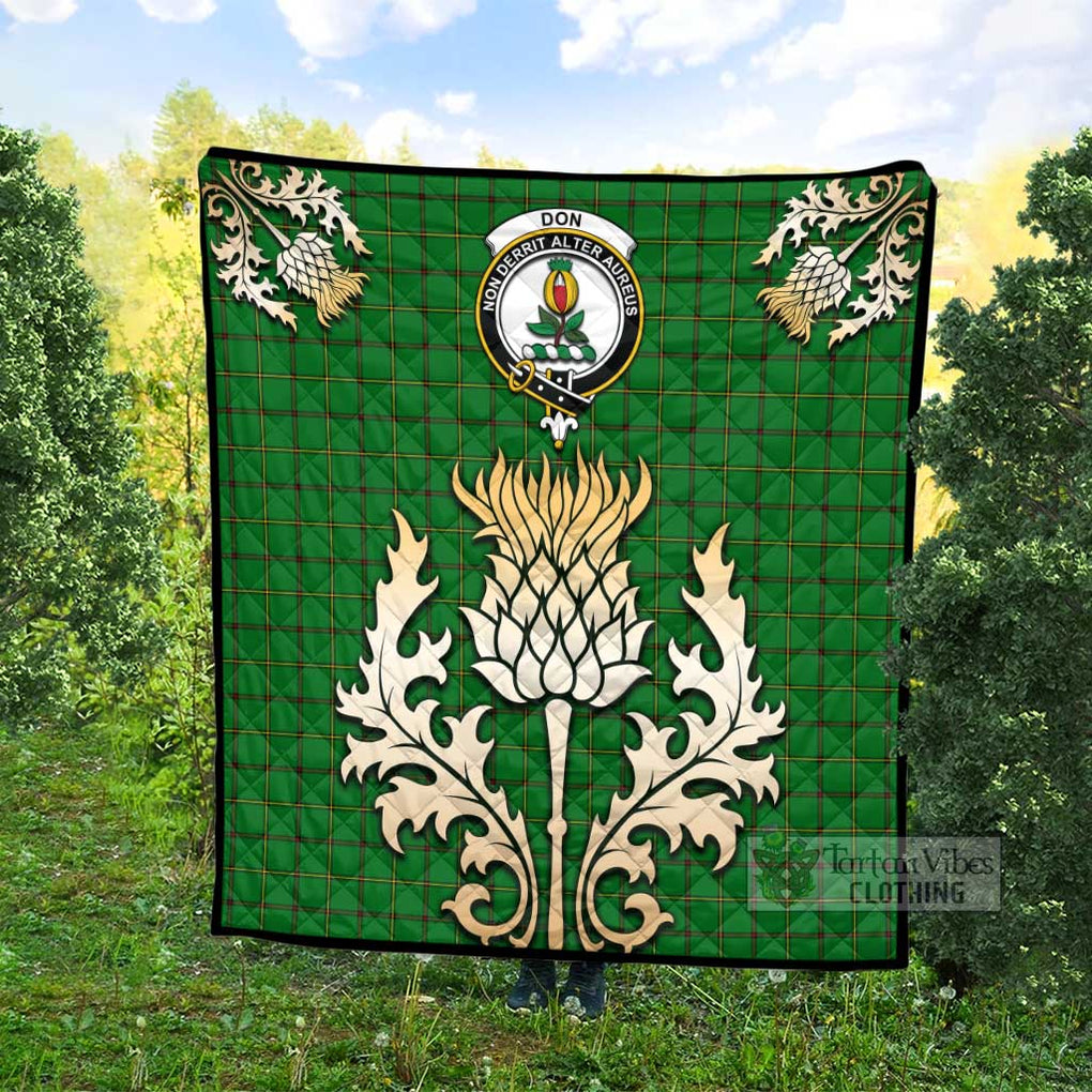 Tartan Vibes Clothing Don Tartan Quilt with Family Crest and Golden Thistle Style