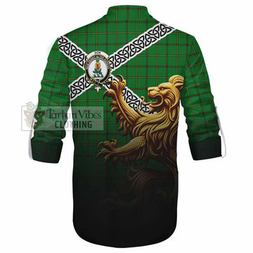 Don Crest Tartan Ghillie Kilt Shirt with Golden Lion Emblem Celtic Style - Tartan Vibes Clothing
