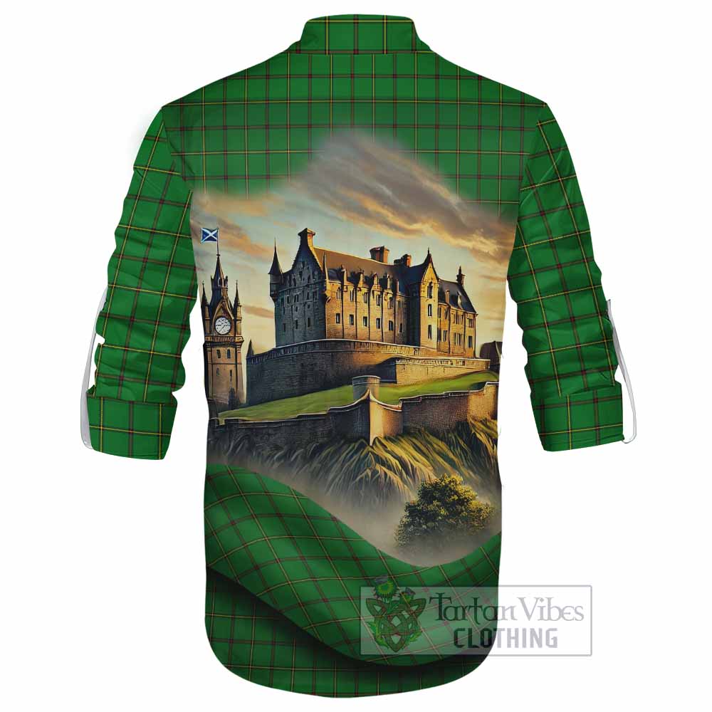 Don Tartan Family Crest Ghillie Kilt Shirt with Scottish Ancient Castle Style - Tartan Vibes Clothing