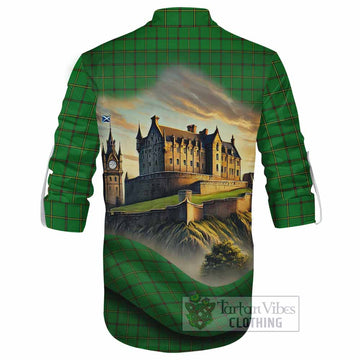 Don Tartan Family Crest Ghillie Kilt Shirt with Scottish Ancient Castle Style - Tartan Vibes Clothing