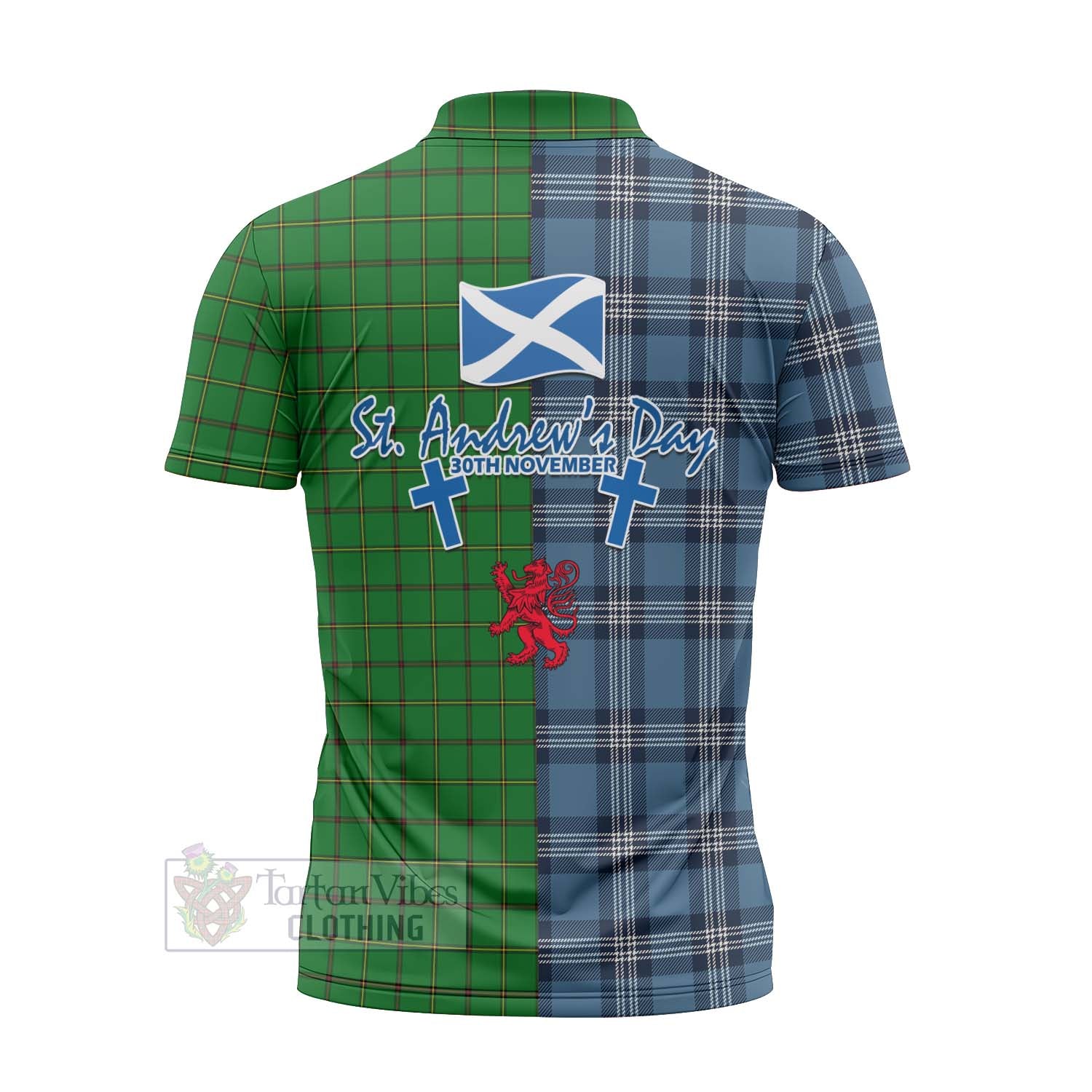 Tartan Vibes Clothing Don Tartan Zipper Polo Shirt Happy St. Andrew's Day Half Tartan Style