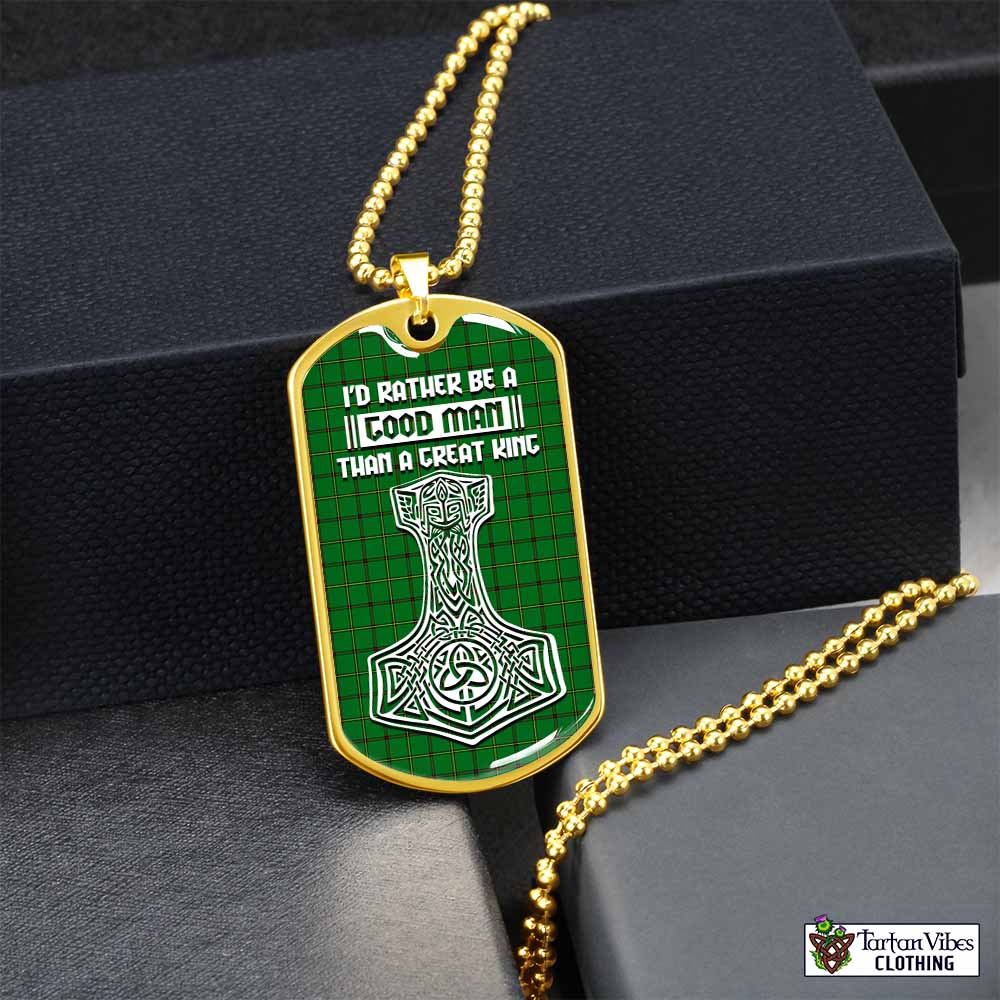 Don Tartan Dog Tag Necklace Viking Mjolnir Style Gold No - Tartan Vibes Clothing