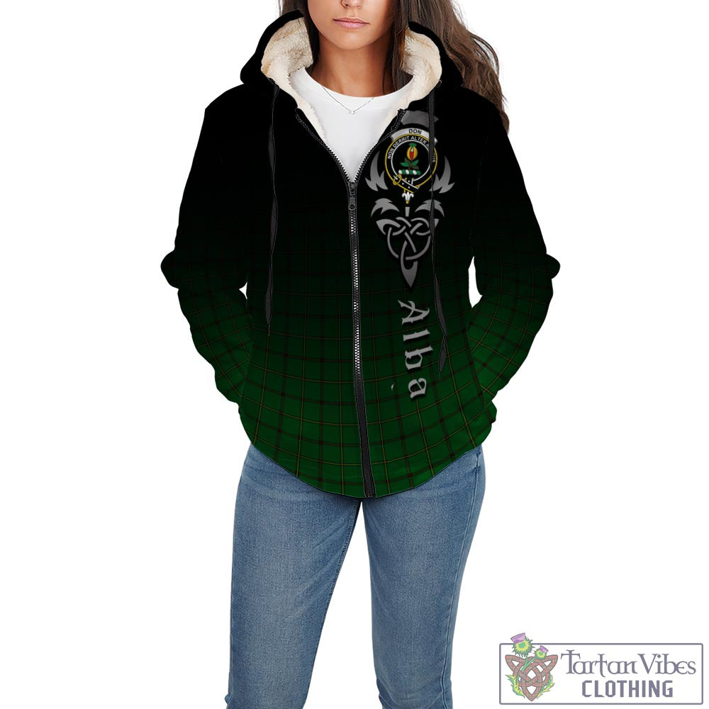 Tartan Vibes Clothing Don Tartan Sherpa Hoodie Featuring Alba Gu Brath Family Crest Celtic Inspired