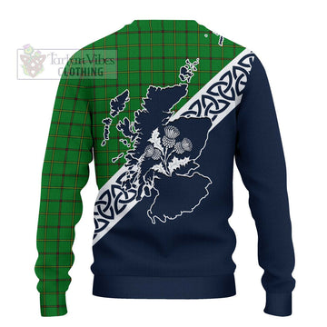 Don Tartan Ugly Sweater Featuring Thistle and Scotland Map