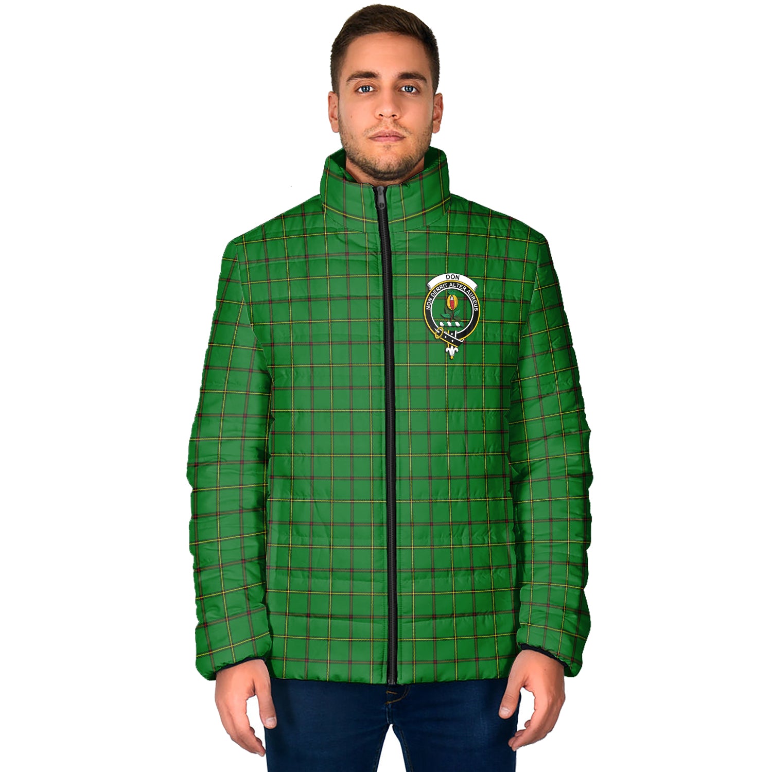 Don Tartan Padded Jacket with Family Crest - Tartan Vibes Clothing