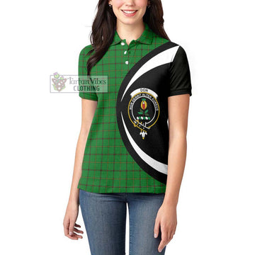 Don Tartan Women's Polo Shirt with Family Crest Circle Style