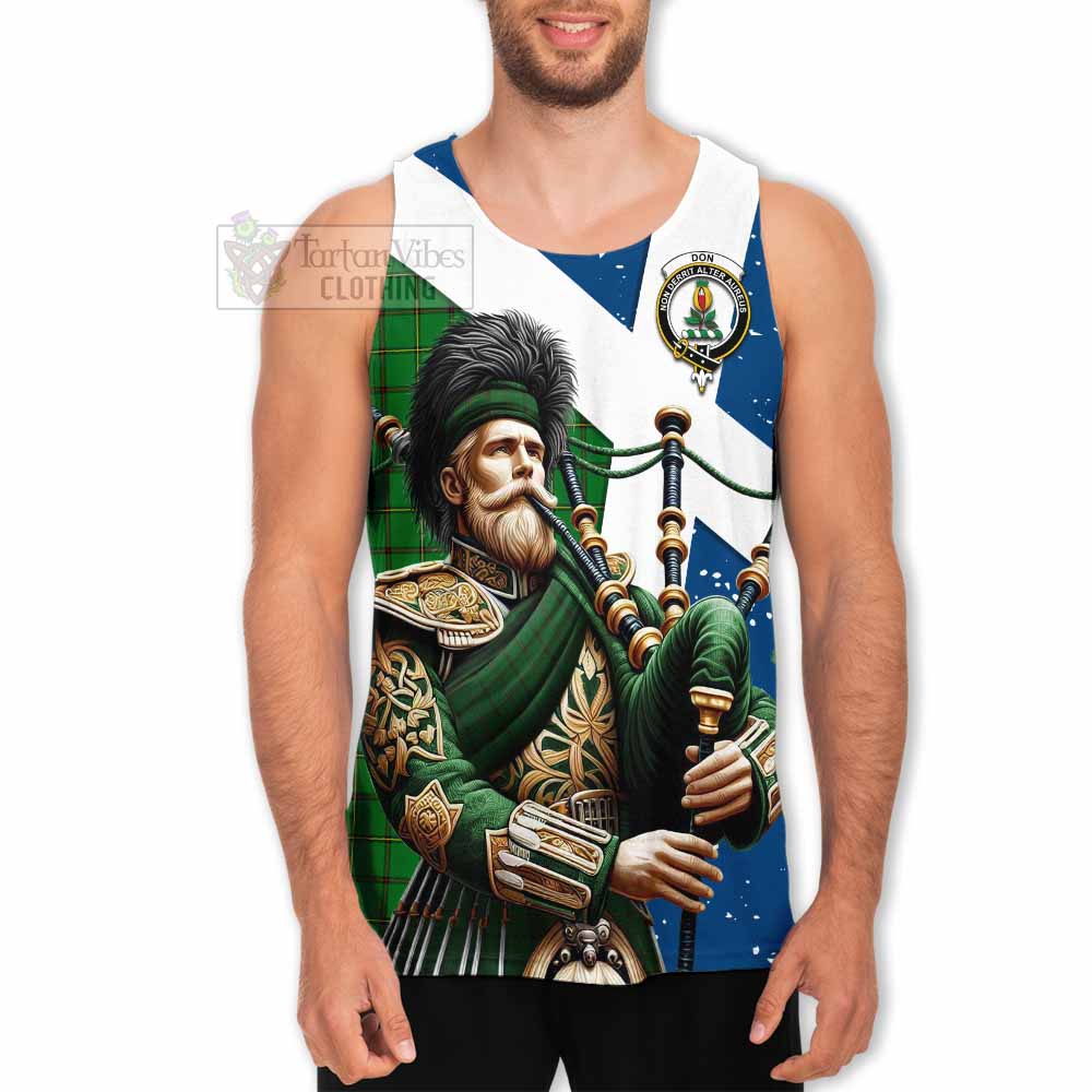 Don Tartan Men's Tank Top with Family Crest Scottish Bagpiper Vibes