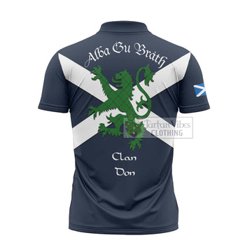 Don Tartan Lion Rampant Zipper Polo Shirt Proudly Display Your Heritage with Alba Gu Brath and Clan Name - Tartan Vibes Clothing