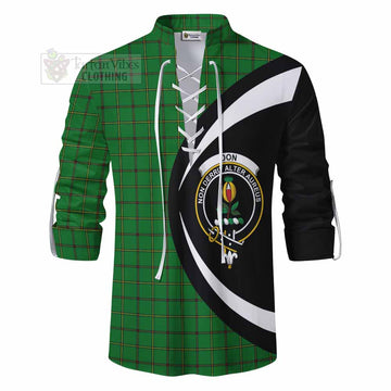Don Tartan Ghillie Kilt Shirt with Family Crest Circle Style - Tartan Vibes Clothing