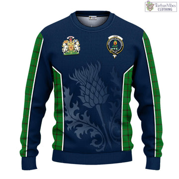 Don Tartan Knitted Sweatshirt with Family Crest and Scottish Thistle Vibes Sport Style - Tartan Vibes Clothing